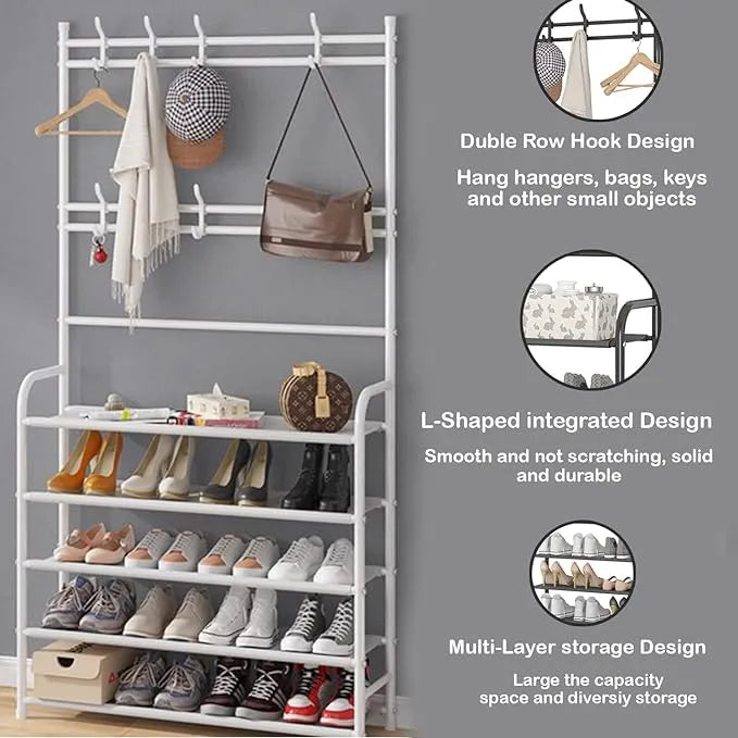4-Tier Metal Shelf with Hooks